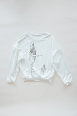Wings Hawaii whale dance sweatshirt in french terry cotton. Humpback whale and diver print, original artwork. Screenprinted in Maui.  thumbnail