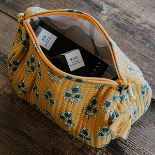 Kantha Toiletry Pouches - Yellow Flower Bulbs