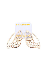 wings hawaii hand made butterfly wing small stud earrings sterling silver 14 karat yellow gold ear jackets thumbnail