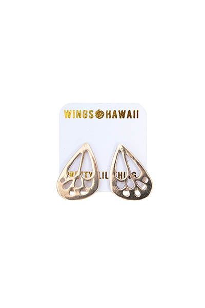 wings hawaii hand made butterfly wing small stud earrings sterling silver 14 karat yellow gold 
