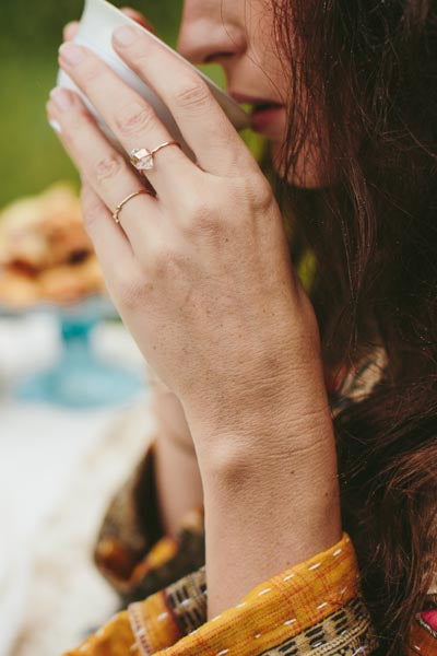 wings hawaii hand made herkimer diamond clear quartz crystal wrapped ring sterling silver gold filled 14 karat gold magical dainty tiny stackable jewelry maui