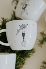 aquarius mermaid zodiac ceramic mug black and white wings hawaii thumbnail