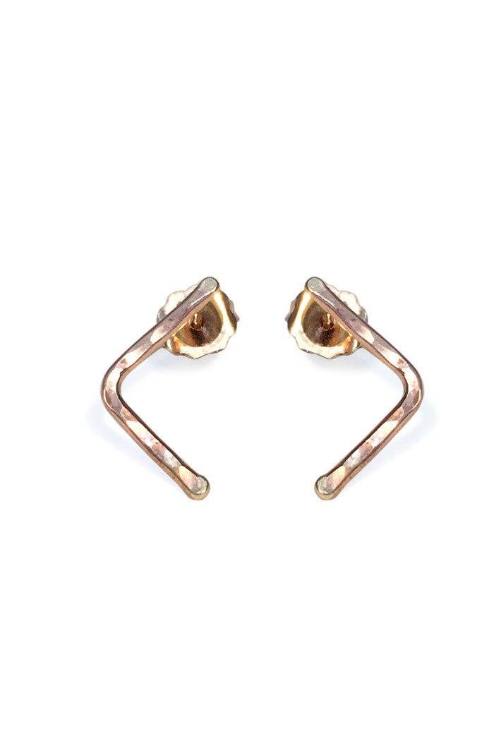 wings hawaii hand made tiny boomerang geometric studs in gold filled sterling silver or 14k yellow gold