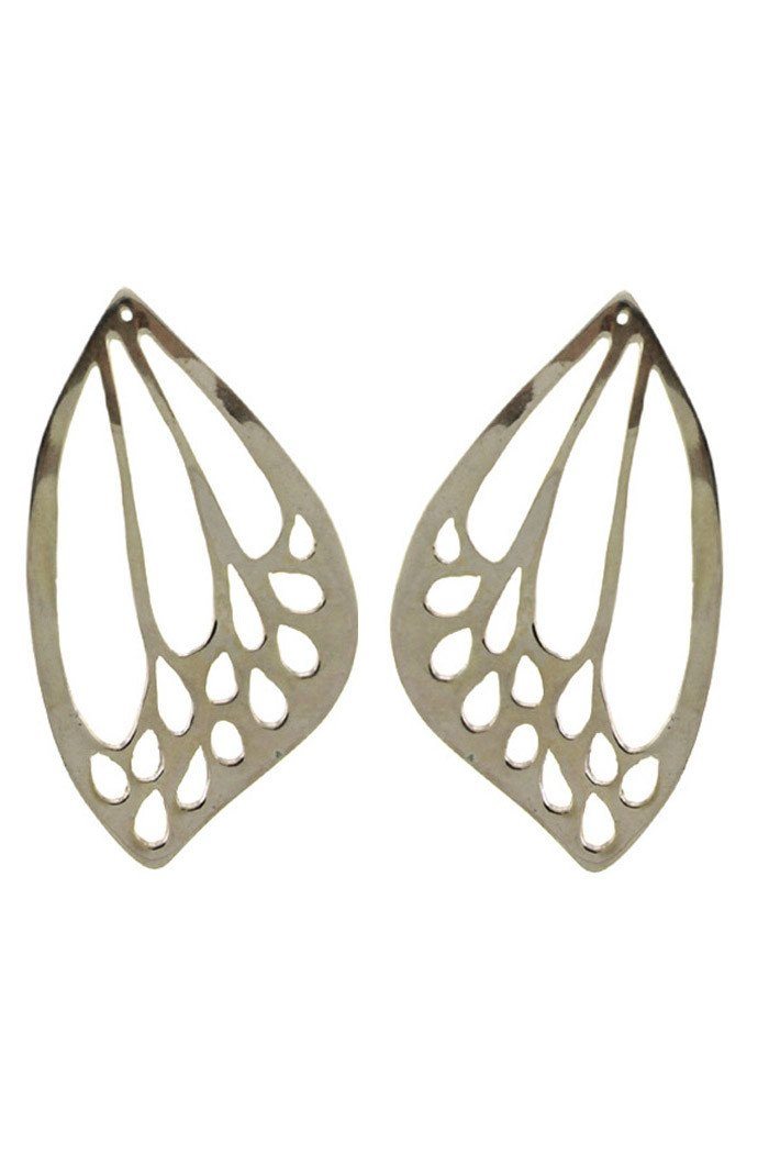 wings hawaii butterfly bling wing ear jackets stud earrings 14 karat gold sterling silver