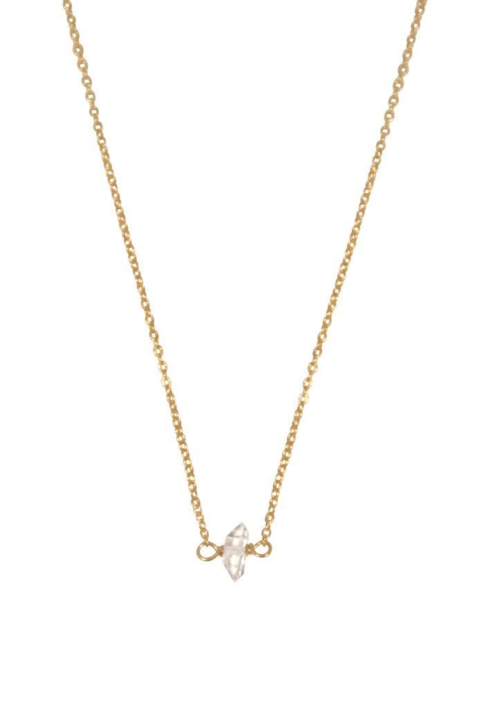 tiny herkimer necklace cute sterling silver gold handmade crystal gemstone wings hawaii jewelry simple dainty quartz