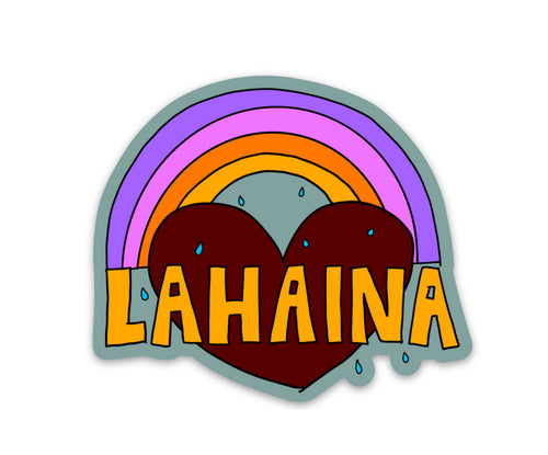 Wings Hawaii Lahaina rainbow heart sticker 