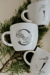 pisces mermaid zodiac ceramic mug black and white wings hawaii thumbnail