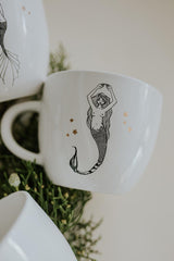 scorpio mermaid zodiac ceramic mug black and white wings hawaii thumbnail