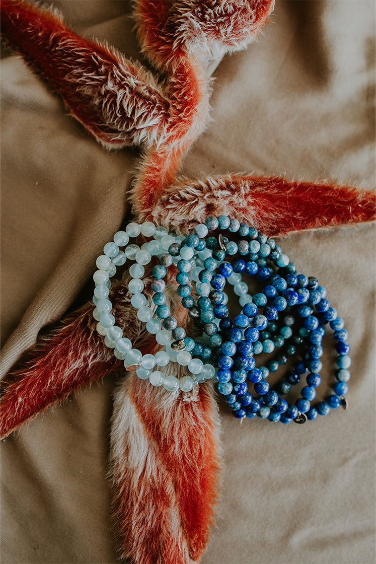 Wings Hawaii stretchy bracelets with 14k gold-filled tag. Boho-chic jewelry hand made in Maui. 