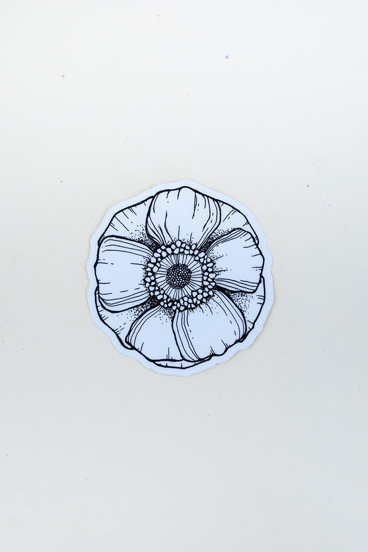 anemone waterproof decal sticker hand drawn maui hawaii artist black and white