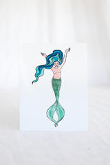 Wings Hawaii mermaid greeting card