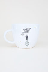 taurus mermaid zodiac ceramic mug black and white wings hawaii thumbnail