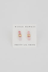 Banded Crystal Studs - Pink Tourmaline 14k thumbnail