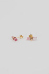 Banded Crystal Studs - Pink Tourmaline 14k thumbnail
