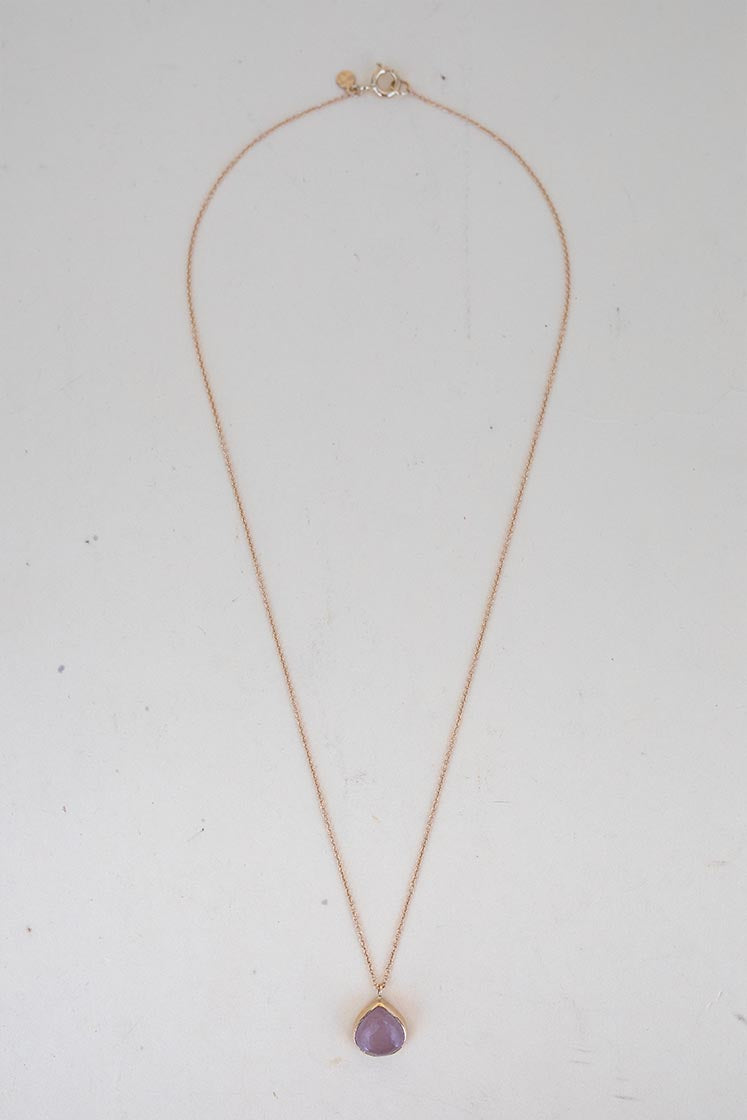 Rose Quartz Gold Dewdrop Necklace Hawaii