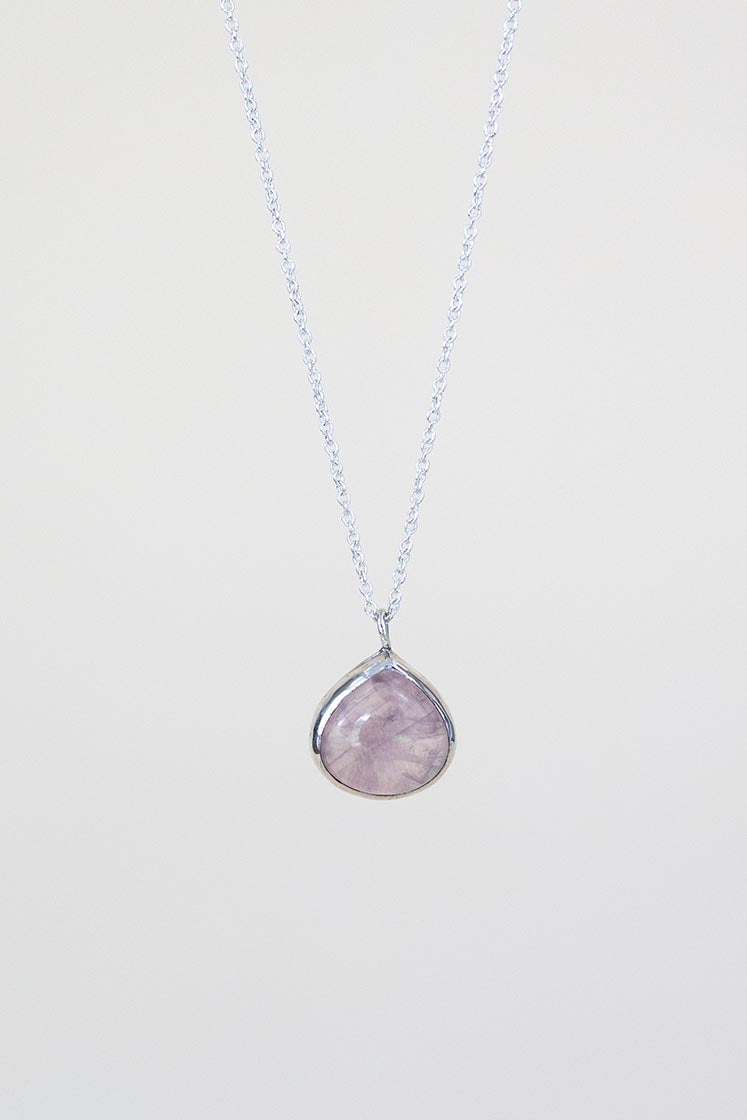 Rose Quartz Sterling Silver Dewdrop Necklace Hawaii