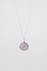 Rose Quartz Sterling Silver Dewdrop Necklace Hawaii thumbnail