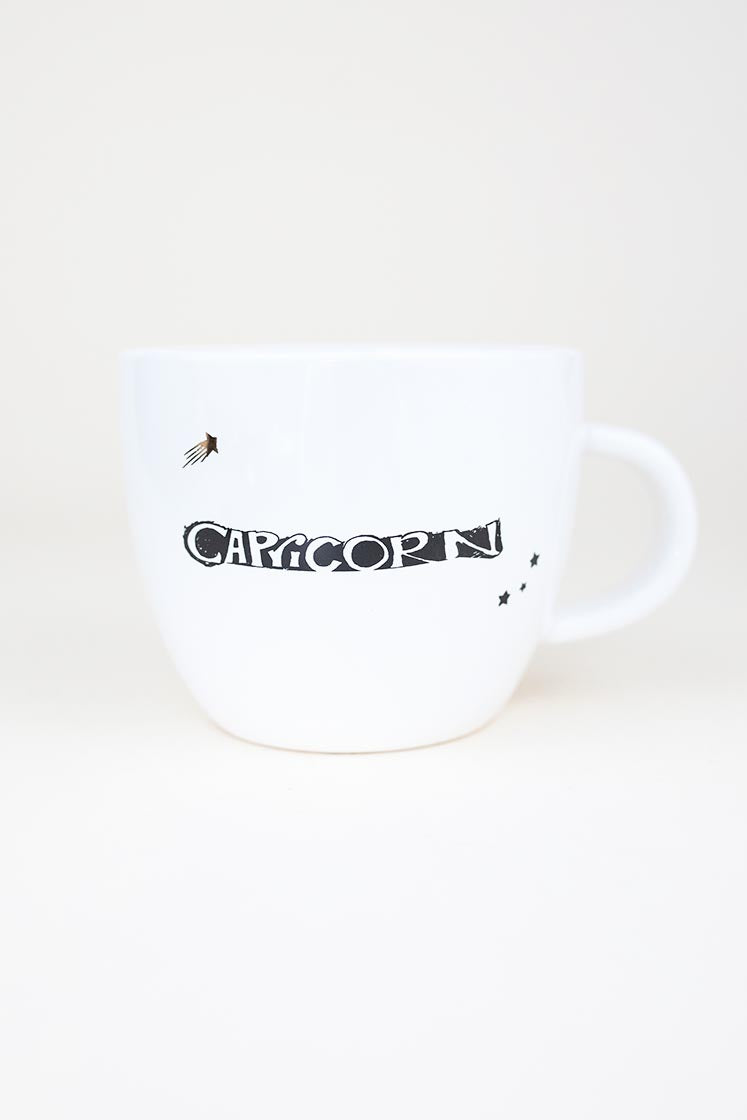 capricorn mermaid zodiac ceramic mug black and white wings hawaii