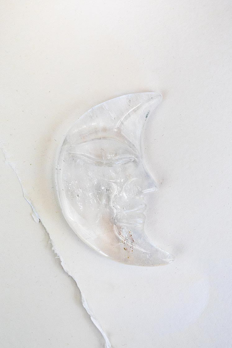 Clear Quartz Sleeping Moon Face - Large