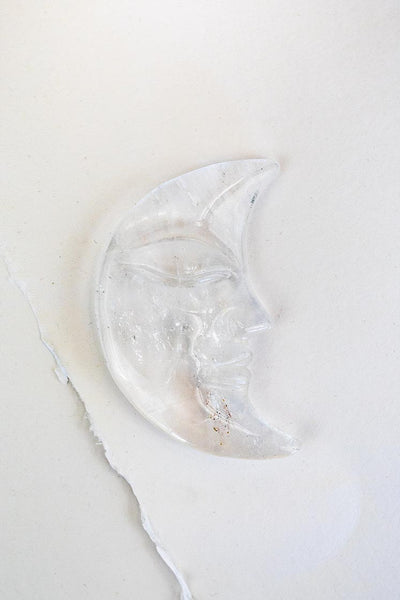 Clear Quartz Sleeping Moon Face - Large