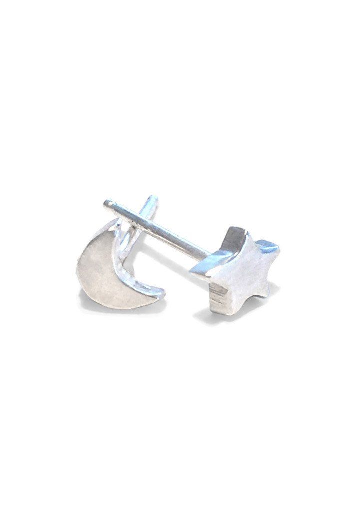 wings hawaii hand made celestial moon and star stud earrings sterling silver moon magic