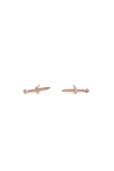 14k yellow gold dagger mini knife sword stud earrings simple minimal classic womens jewelry hand made haiku maui wings hawaii