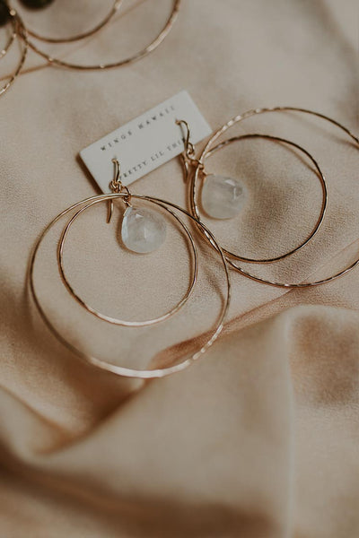 Double Hoop Earrings - Moonstone
