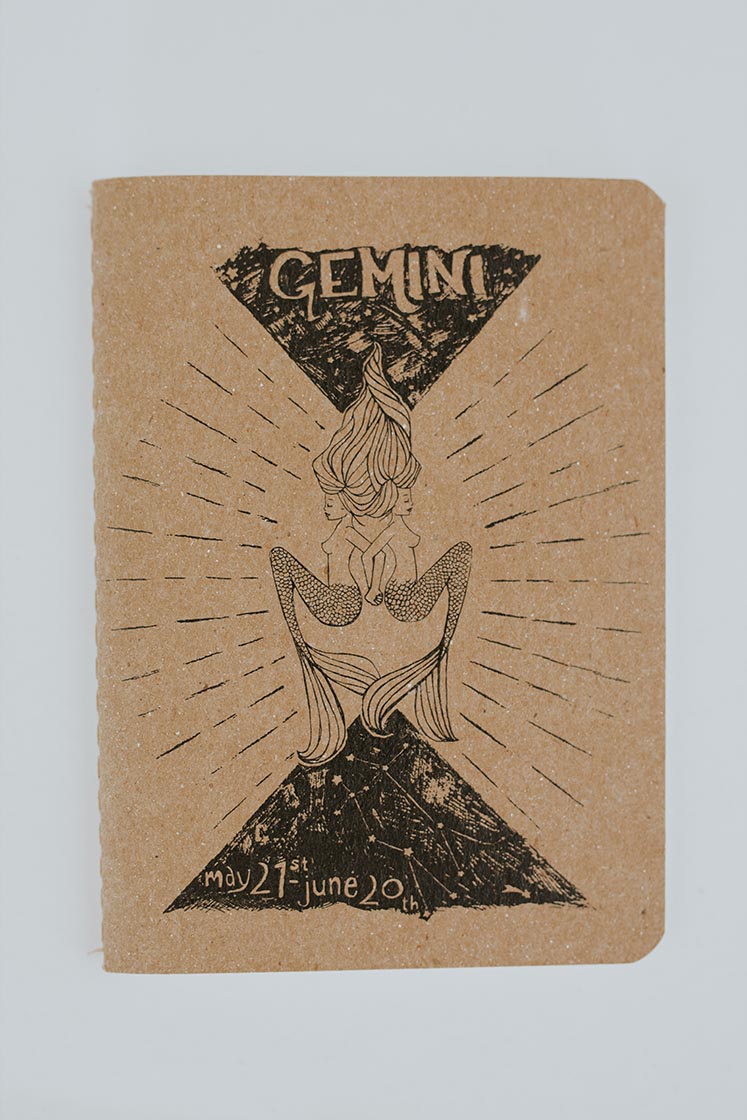 Wings Hawaii zodiac mini notebook - Gemini mermaids