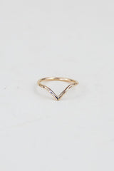 v shaped gold filled ring with hammered texture thumbnail