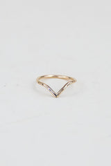 Wings Hawaii Boomerang Ring in 14k gold-filled. Chevron shaped ring with organic hammered texture. Fine jewelry handmade in Maui. 