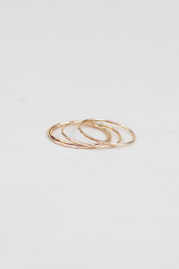 Wings Hawaii thin dainty stacking rings in 14k gold-filled. Fine jewelry handmade in Maui. 