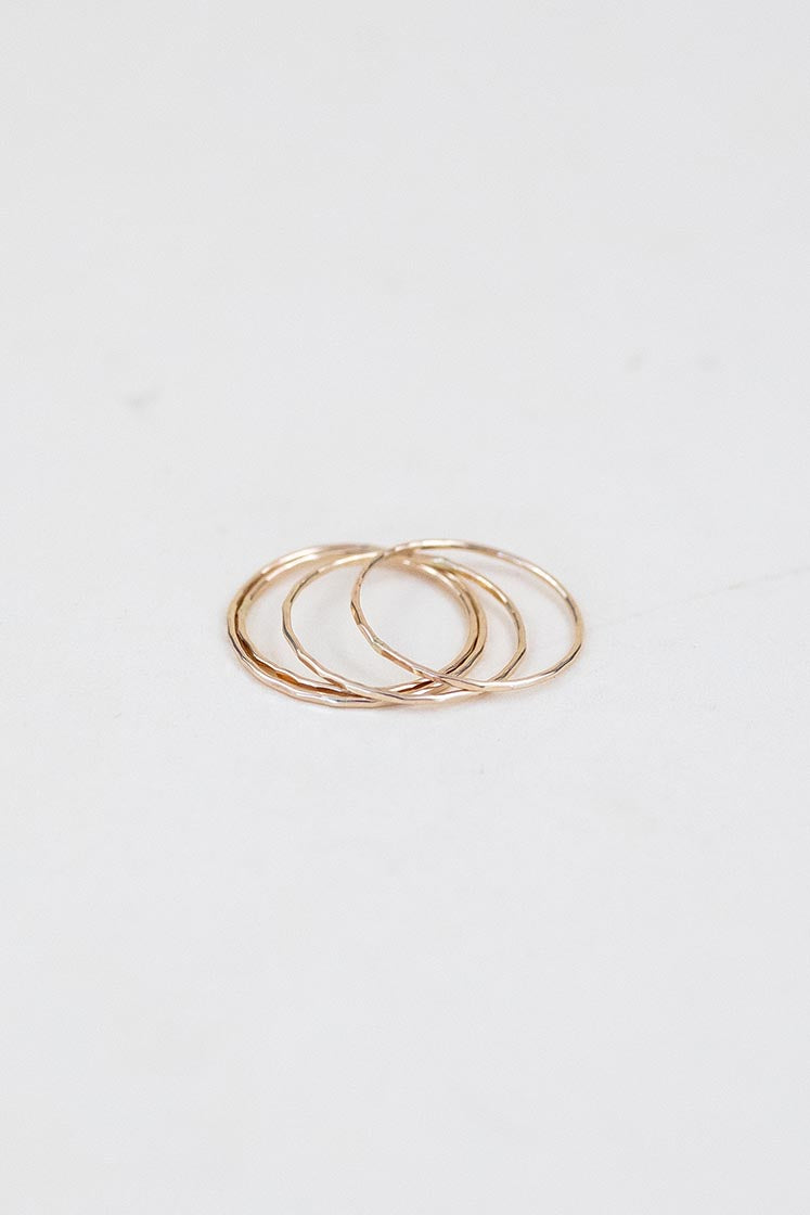 Wings Hawaii thin dainty stacking rings in 14k gold-filled. Fine jewelry handmade in Maui. 