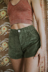 Retro Pocket Shorts - Olive Corduroy thumbnail