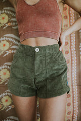 Retro Pocket Shorts - Olive Corduroy thumbnail