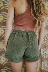 Retro Pocket Shorts - Olive Corduroy thumbnail