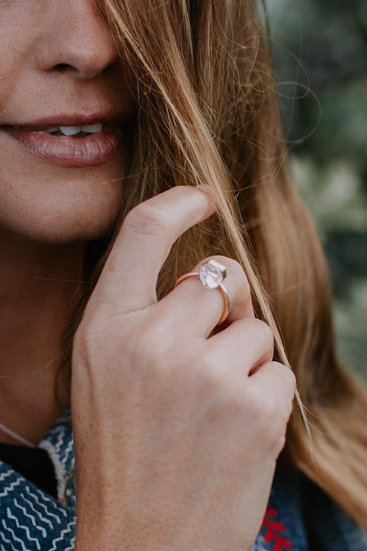 Banded Crystal Ring - Herkimer