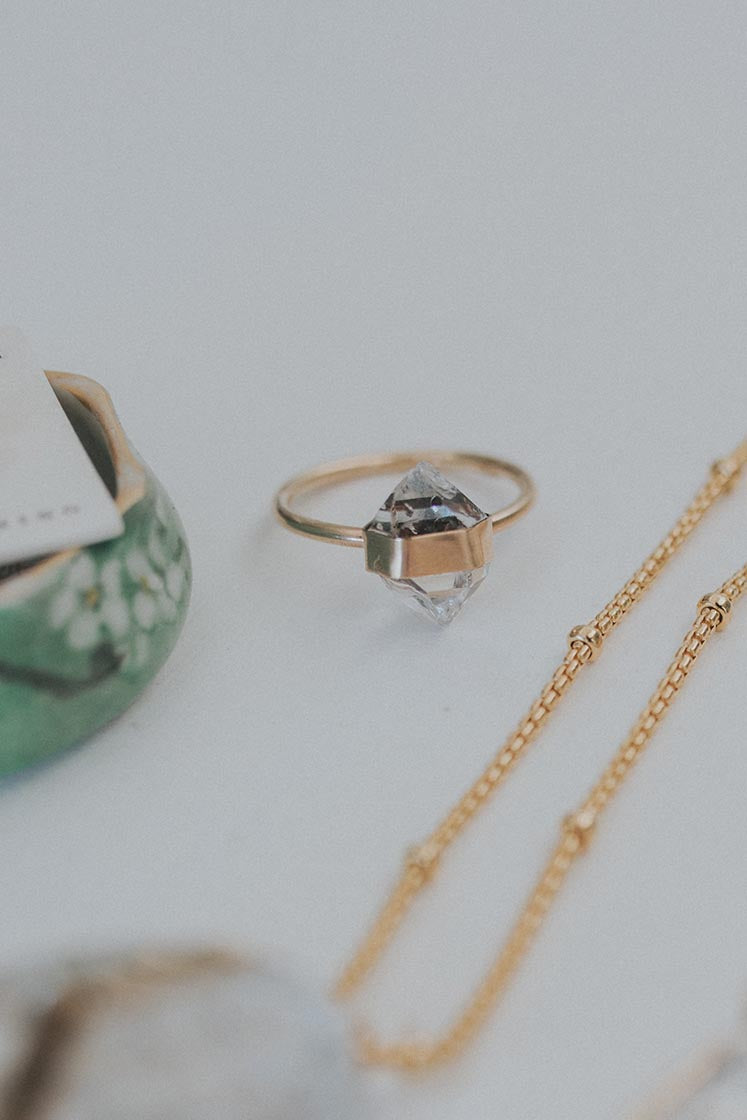 Banded Crystal Ring - Herkimer