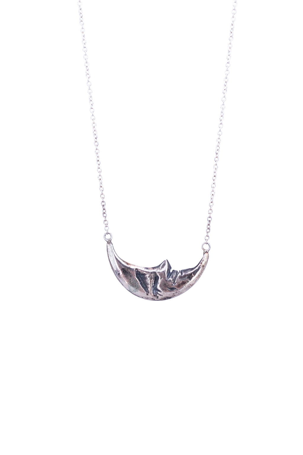 wings hawaii necklace with horizontal sleeping moon in solid sterling silver