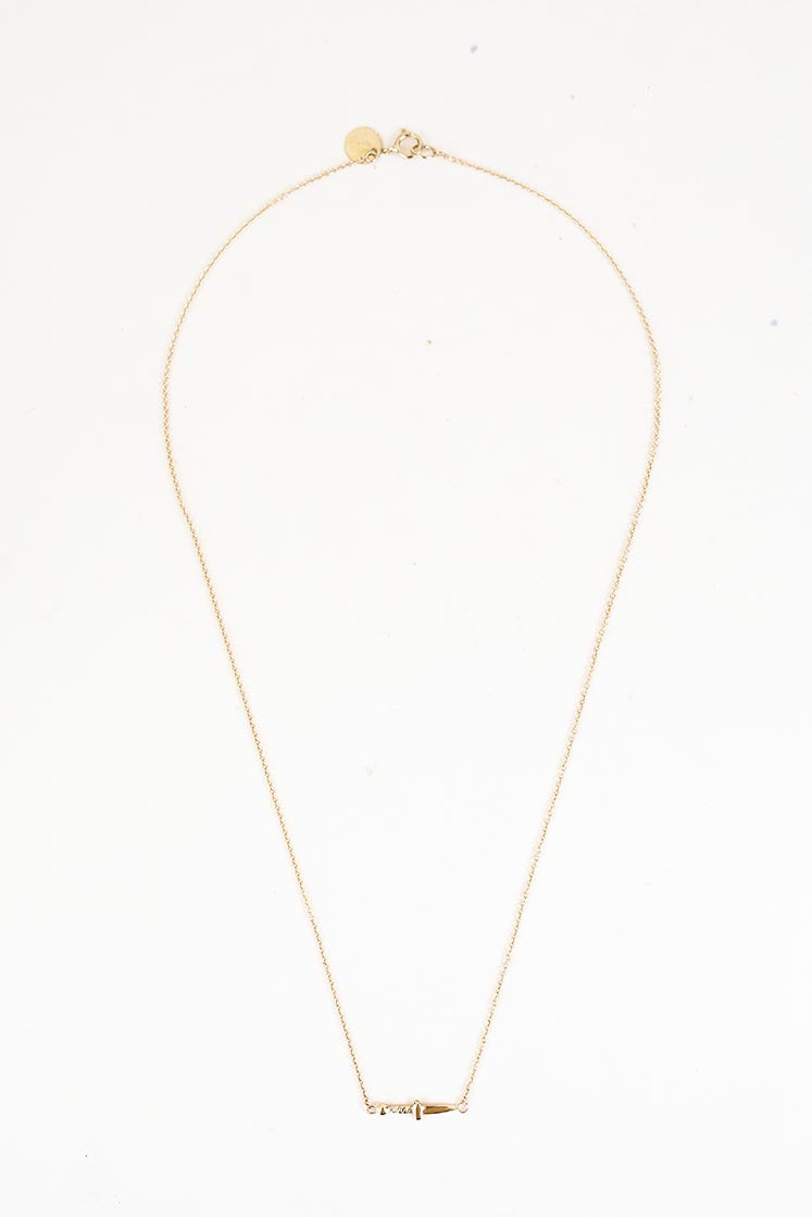 tiny dagger necklace in solid 14k gold