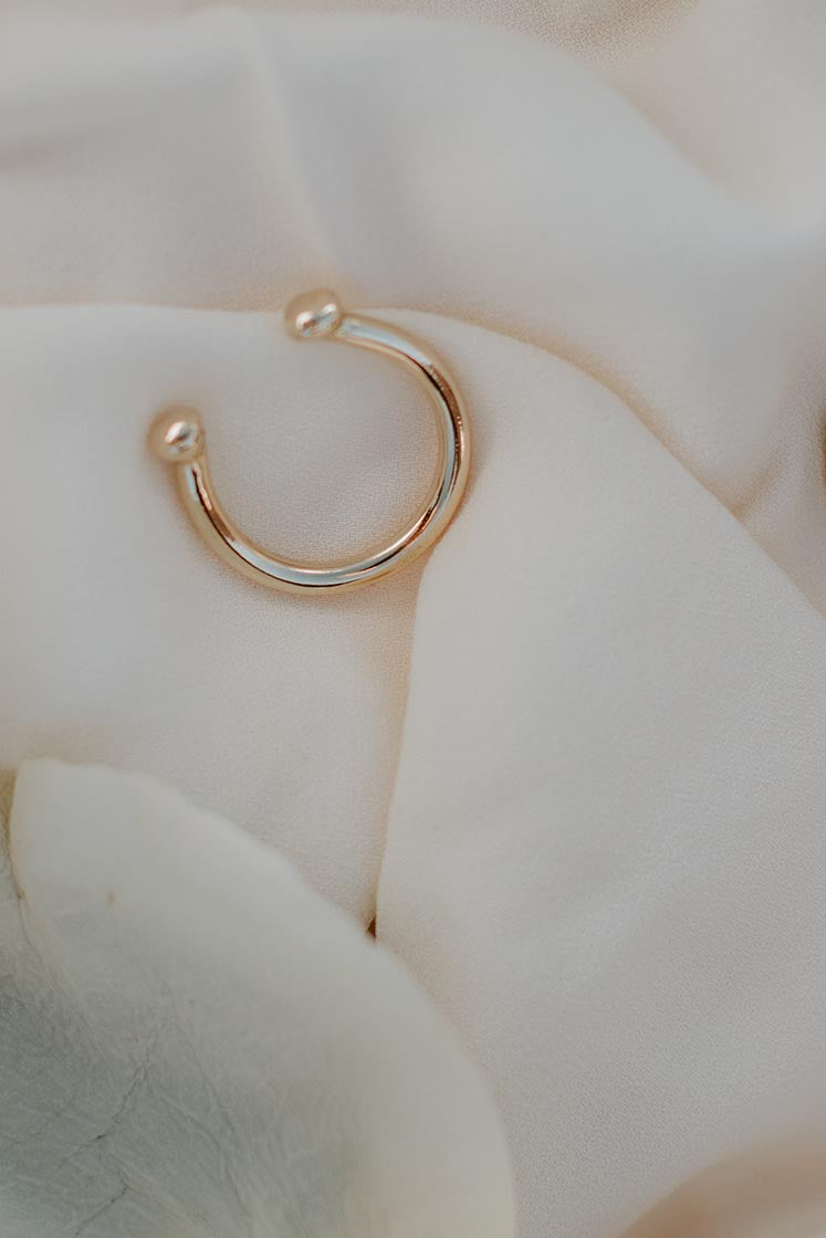 A Womens ring in the shape of a horse shoe