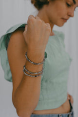 Stretchy Beaded Bracelet - Labradorite Faceted thumbnail