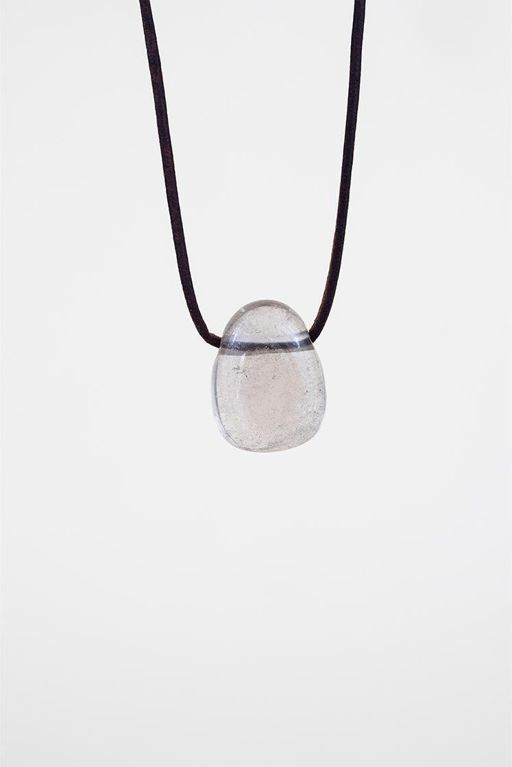 Leather Necklace - Smoky Quartz