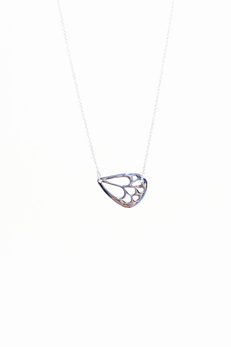 Wings Hawaii mini butterfly wing necklace  available in sterling silver, 14k rose gold, 14k yellow gold, or 14k white gold. Fine jewelry handmade in Maui. 