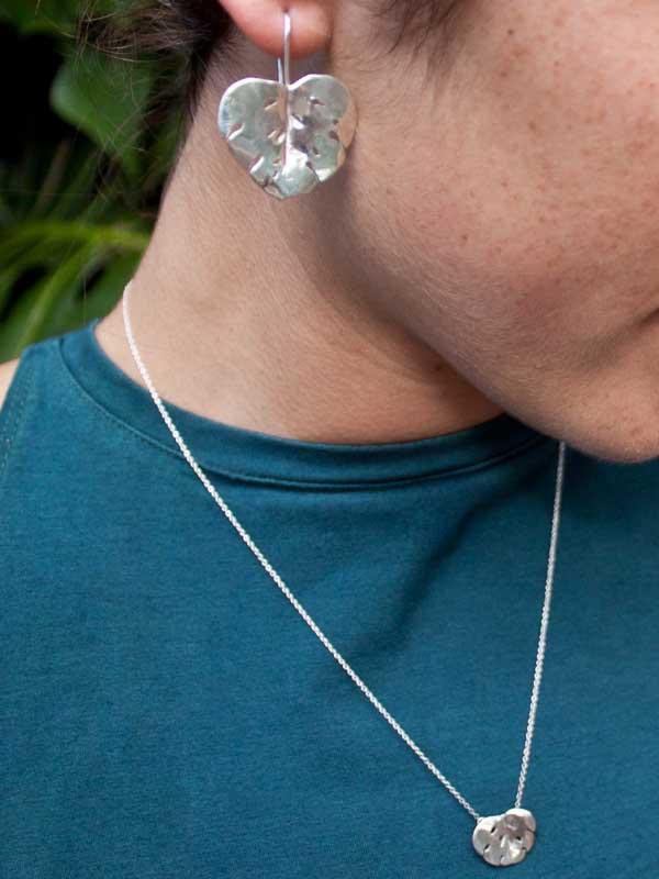 sterling silver handmade monstera leaf necklace jewelry wings hawaii jungle plant flora flower handcrafted