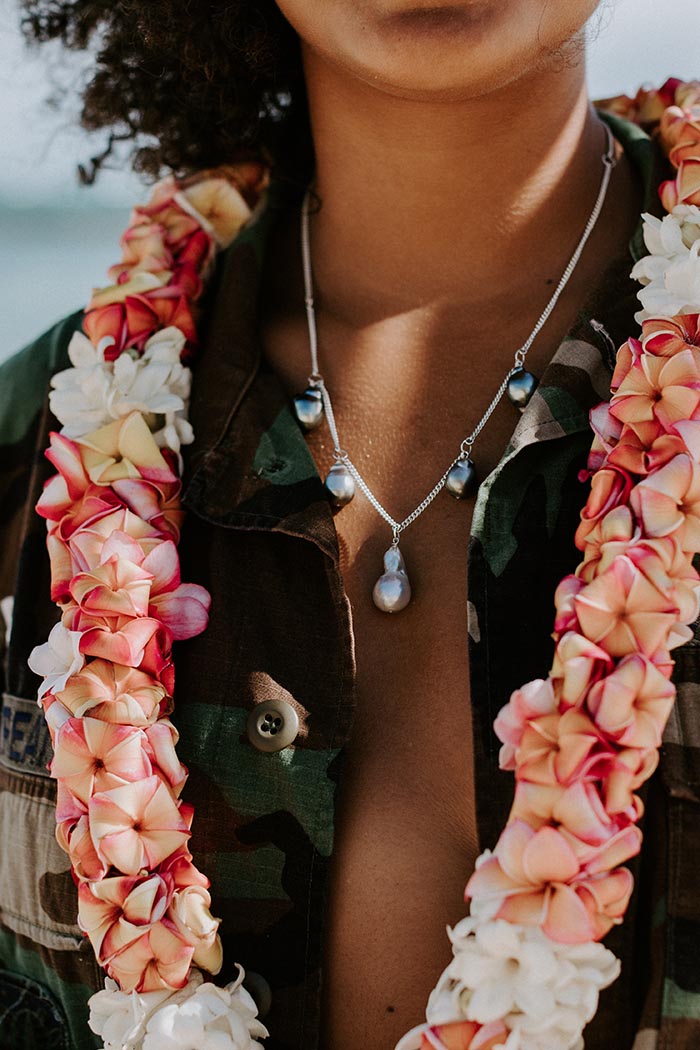 sterling silver chain with 5 tahitian pearls chandelier necklace women's jewelry beach babe mermaid magic treasures gems for the maidens of the sea made in haiku maui wings hawaii