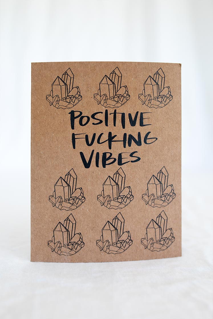 Wings Hawaii positive fucking vibes crystals greeting card