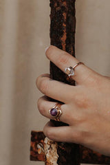 sterling silver gold filled 14k gold wrapped herkimer diamond crystal gem stone womens ring hand made haiku maui wings hawaii thumbnail