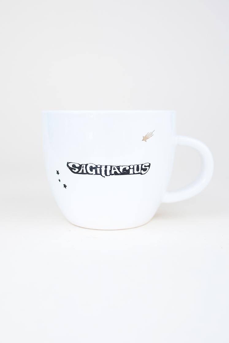 sagittarius mermaid zodiac ceramic mug black and white wings hawaii