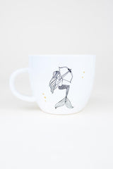 sagittarius mermaid zodiac ceramic mug black and white wings hawaii thumbnail