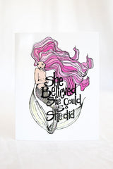 Wings Hawaii greeting card - she believed she could so she did mermaid thumbnail
